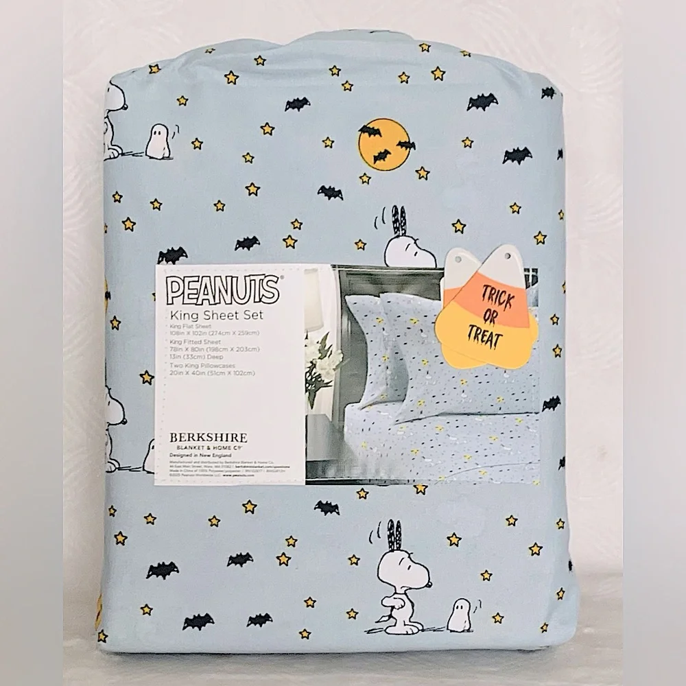 Peanuts Snoopy Halloween Spooky Ghosts Sheet Set - King